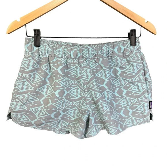 Patagonia Light Blue Patterned Women Shorts - Picture 3 of 5